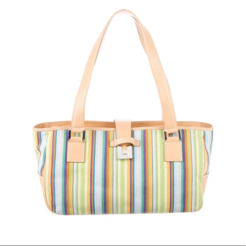 Lamberston Truex Leather-Trimmed Canvas Shoulder Bag